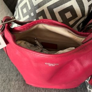 COACH Legacy Leather Large Duffle Shoulder Bag style 19893 in Cherry color.